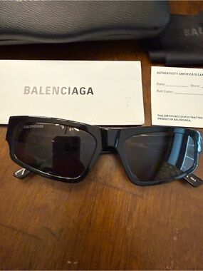 Balenciaga Black Rectangular Men’s Sunglasses